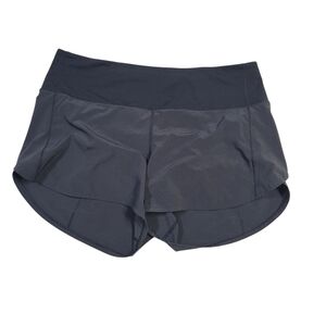 Lululemon Womens Run Times Shorts 4" Black Lined Athletic Running Logo 3 Pockets